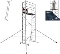 ALTEC AluCombine 4.0 - Échafaudage mobile aluminium avec 4 roulettes freinables et stabilisateurs - Échafaudage roulant à marches, montage simple (5 m)
