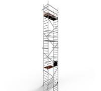ALTEC Rollfix® 2.0 900 | 9m de hauteur de travail | Roues pivotantes avec frein (Ø125mm) | Ancrage mural | Made in Germany | TÜV | Charge admissible 200kg/m² | DIN EN 1004-1 | Echafaudage aluminium
