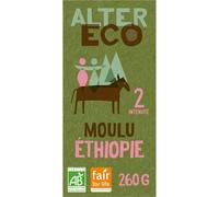 ALTER ECC - Café MouL'ou Bio d’Éthiopie, Pur AraBIa au Goût Intense et Fruité (Paquet 260g) - Le lot de 3