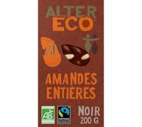 ALTER ECC - Chocolat Noir Bio Gourmand aux Amandes Entières, Croquant et Intense (200g) - Le lot de 3