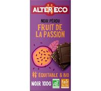 ALTER ECC - Chocolat noir bio intense infusé au fruit de la passion, saveur exotique et gourmande (Tablette 100g) - Le lot de 4