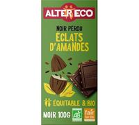 ALTER ECC - Chocolat Noir Intense aux Éclats d'Amande Bio, Texture Croquante et Gourmande (Tablette 100g) - Le lot de 4