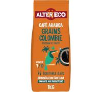 ALTER ECO - Café Grains - Café Arabica Bio de Colombie - Intensité 5 - Issu du Commerce Equitable - 1 kg