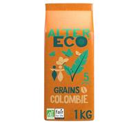 ALTER ECO - Café Grains - Café Arabica Bio de Colombie - Intensité 5 - Issu du Commerce Equitable - 1 kg