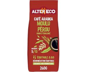 ALTER ECO - Café Moulu - Café Arabica Bio du Pérou - Intensité 3 - Issu du Commerce Equitable - 260 g