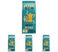 ALTER ECO - Café Moulu Intense - CaféArabica Bio + CaféRobusta - Commerce Equitable - Intensité 6-250 g (Lot de 4)