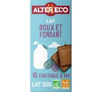 ALTER ECO - Chocolat au Lait Bio Fondant, Saveur Douce et Crémeuse, Tablette 100g - Le Lot De 4
