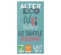 ALTER ECO - Chocolat Lait au Riz Soufflé Croquant - Bio & Équitable - Chocolat Pérou et Équateur - 100 g