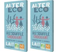 ALTER ECO - Chocolat Lait au Riz Soufflé Croquant - Bio & Équitable - Chocolat Pérou et Équateur - 100 g (Lot de 2)