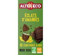 ALTER ECO - Chocolat Noir 60% aux Éclats d'Amandes Bio et Équitable - la tablette de 100g - Le Lot De 5