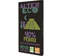 ALTER ECO - Chocolat Noir 90% Bio 100G - Le délice gourmand et sain pour les amateurs de saveurs intenses - Certifié biologique - Idéal pour une alimentation équilibrée - Lot De 4