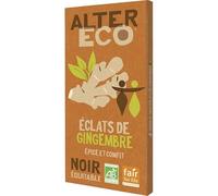 ALTER ECO - Chocolat Noir aux Éclats de Gingembre Biologique - 100g pour une Alimentation Saine et Gourmande. - Lot De 4 - Vendu Par Lot