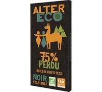 ALTER ECO - Chocolat noir bio 75% de cacao - Barre de 100g - Goûtez l'intensité d'un produit biologique ! - Le Lot De 4