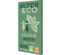 ALTER ECO - Chocolat Noir Bio, À la Menthe Fraîche, Éclats Croquants - 100g - Lot De 4