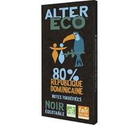 ALTER ECO - Chocolat Noir République Dominicaine 80% 100G - Lot De 4