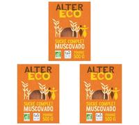 ALTER ECO - Sucre Muscovado en Poudre - Sucre Complet Bio et Équitable - Origine Philippines - 500 g (Lot de 3)
