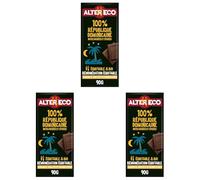 ALTER ECO - Tablette Chocolat Noir 100% - Puissant et Acidulé - Bio & Équitable - Origine République Dominicaine - 90 g (Lot de 3)