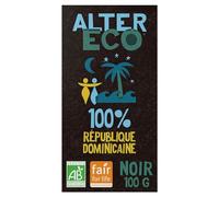 ALTER ECO - Tablette Chocolat Noir 100% - Puissant et Acidulé - Bio & Équitable - Origine République Dominicaine - 90 g (Lot de 10)