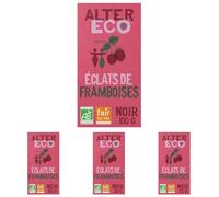 ALTER ECO - Tablette Chocolat Noir 60% - Éclats de Framboise - Bio & Équitable - Origine Pérou - 100 g (Lot de 4)