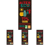 ALTER ECO - Tablette Chocolat Noir 77% - Notes Intenses Et Fruitées - Bio & Équitable - Sans Lécithine - Origine Ghana - 100 g (Lot de 4)