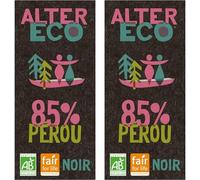 ALTER ECO - Tablette Chocolat Noir 85% - Bio & Équitable - Chocolat Pérou - Goût Fruité & Corsé - 100 g (Lot de 2)