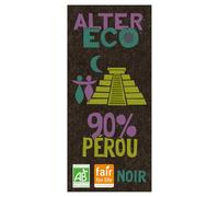 ALTER ECO - Tablette Chocolat Noir 90 % - Notes Fruitées et Acidulées - Bio & Équitable - Origine Pérou - 100 g