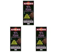ALTER ECO - Tablette Chocolat Noir 90% - Notes Fruitées et Acidulées - Bio & Équitable - Origine Pérou - 100 g (Lot de 3)