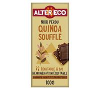 ALTER ECO - Tablette Chocolat Noir au Quinoa Soufflé - Bio & Équitable - Origine Pérou - 100 g
