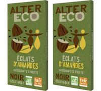 ALTER ECO - Tablette Chocolat Noir aux Éclats d'Amandes - Bio & Équitable - Chocolat Pérou - 100 g (Lot de 2)