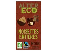 ALTER ECO - Tablette Chocolat Noir aux Noisettes Entières - Bio & Équitable - Chocolat Pérou - 200 g