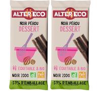 ALTER ECO - Tablette Chocolat Noir - Idéal pour des desserts - Bio & Équitable - Origine Pérou - 200 g