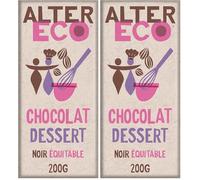 ALTER ECO - Tablette Chocolat Noir - Idéal pour des desserts - Bio & Équitable - Origine Pérou - 200 g (Lot de 2)