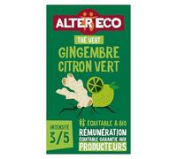 ALTER ECO - Thé Vert Citron Gingembre - Thé Vert Bio et Equitable - Boîte de 20 sachets