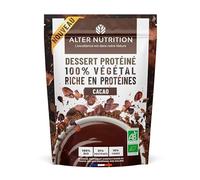 ALTER NUTRITION - Dessert Protéiné Végétal Bio - Cacao - Riche En Protéines (31%) & En Fibres (16%) - 100% Végétal (Courge, Lin & Tournesol) - Prêt en 5 Minutes - Fabriqué En France - 180 g