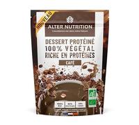 ALTER NUTRITION - Dessert Protéiné Végétal Bio - Café - Riche En Protéines (32%) & En Fibres (13%) - 100% Végétal (Courge, Lin & Tournesol) - Prêt en 5 Minutes - Fabriqué En France - 180 g