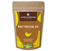 ALTER NUTRITION - Whey Protéine Bio - Banane - Prise De Masse - Récupération - BCAA - Lait De Vache Bio - Sans Sucres Ajoutés - Fabriqué En France - 18g De Protéines Par Scoop - Sachet De 500g