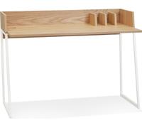 Alterego | Bureau droit SALMON | Bois naturel beige & métal blanc | 120x62x89 cm
