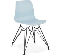 Alterego | Chaise design industrielle GAUDY plastique bleu | Base métal noir | 49x47x78 cm