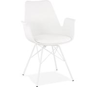 Alterego | Chaise industrielle SALY en plastique blanc et pieds métal blanc | 58.5x50x82 cm