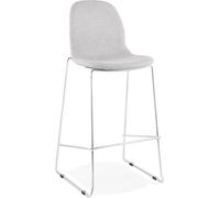 Alterego | Fauteuil de bar empilable en tissu gris clair et métal chrome | 54x52x112 cm