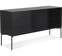 Alterego | Meuble de rangement design en bois noir MDF plaqué chêne | 160x45x82 cm