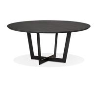 Alterego | Table à manger ronde | Bois plaqué frêne noir et métal noir | Ø 120 cm