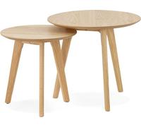 Alterego | Tables gigognes rondes GABY bois naturel | MDF plaqué chêne | 50 x 50 x 45 cm
