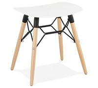 ALTEREGO Tabouret Bas Design Blanc 47x34x47 cm