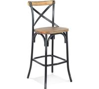 Alterego | Tabouret de bar 'COTTAGE' bois finition noyer noir vieilli | 50x47x110 cm