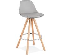 Alterego | Tabouret snack mi-hauteur en hêtre gris | Assise plastique avec dossier haut | 42x42x85 cm