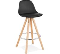 Alterego | Tabouret snack mi-hauteur en hêtre noir | Assise rembourrée avec dossier haut | 42x42x85 cm