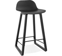 Alterego | Tabouret snack mi-hauteur noir en bois hêtre teinté noir | 47x46x86,5 cm