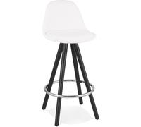 Alterego | Tabouret snack mi-hauteur | Tissu bouclé blanc | 41x41x87 cm