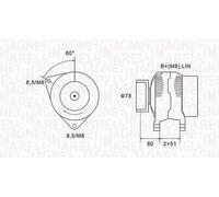Alternateur avec poulie 063731919010 MAGNETI MARELLI pour FORD S-MAX GALAXY II